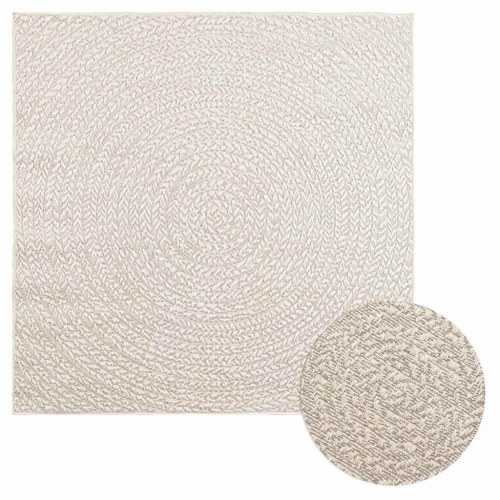 Rundt gulvtæppe ZIZUR 120×120 cm - jute-look, indendørs/udendørs, creme