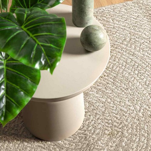 Rundt gulvtæppe ZIZUR 120×120 cm - jute-look, indendørs/udendørs, creme