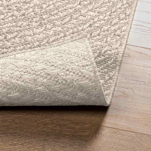 Rundt gulvtæppe ZIZUR 120×120 cm - jute-look, indendørs/udendørs, creme