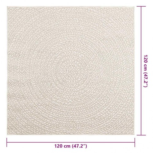 Rundt gulvtæppe ZIZUR 120×120 cm - jute-look, indendørs/udendørs, creme