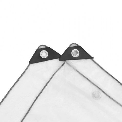 Klar presenning med øjer 10 × 10 m - polyethylen, transparent/sort