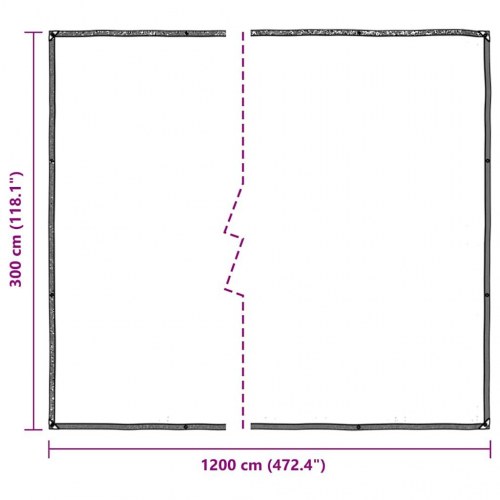 Klar presenning med øjer 3 × 12 m - polyethylen, transparent/sort