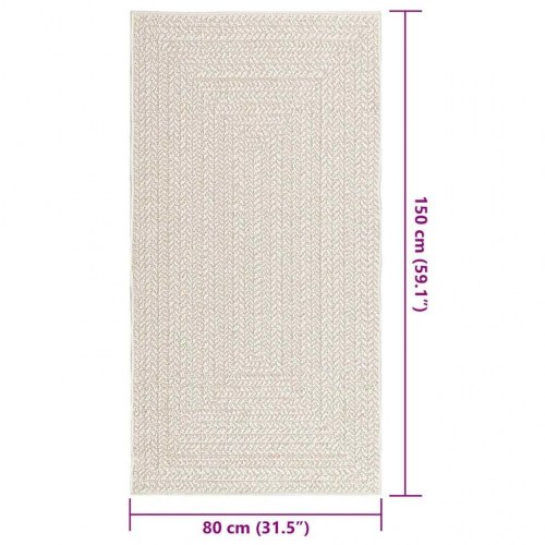 Gulvtæppe ZIZUR 80×150 cm - jute-look til inde og ude, creme