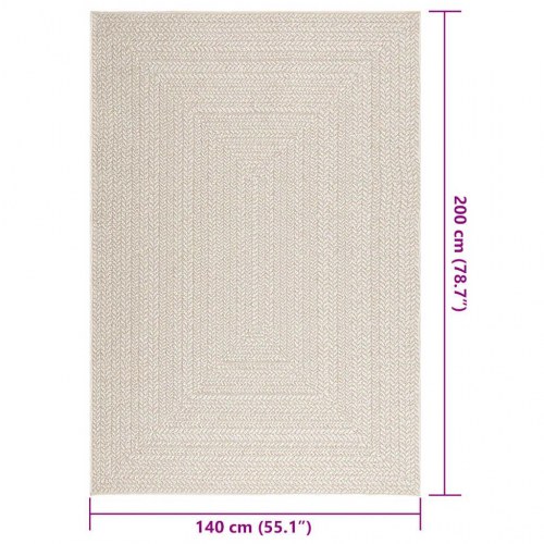 Gulvtæppe ZIZUR 140x200 cm - jute-look til inde og ude, creme