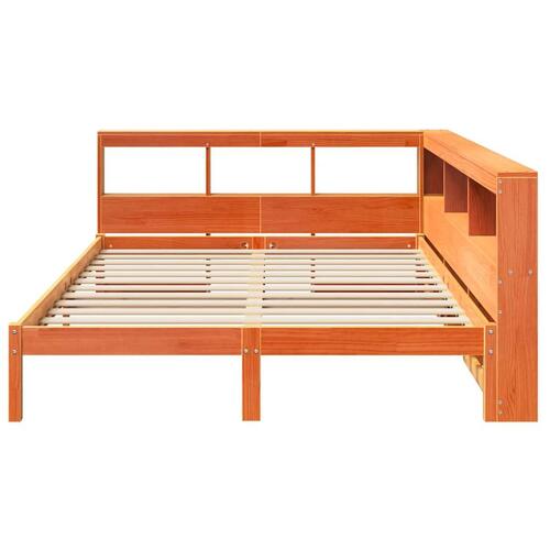 Seng med reol uden madras 140x200cm massivt fyrretræ gyldenbrun