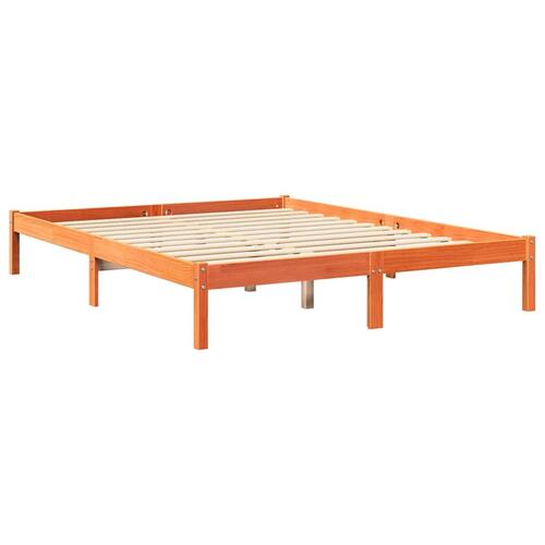 Seng med reol uden madras 140x200cm massivt fyrretræ gyldenbrun
