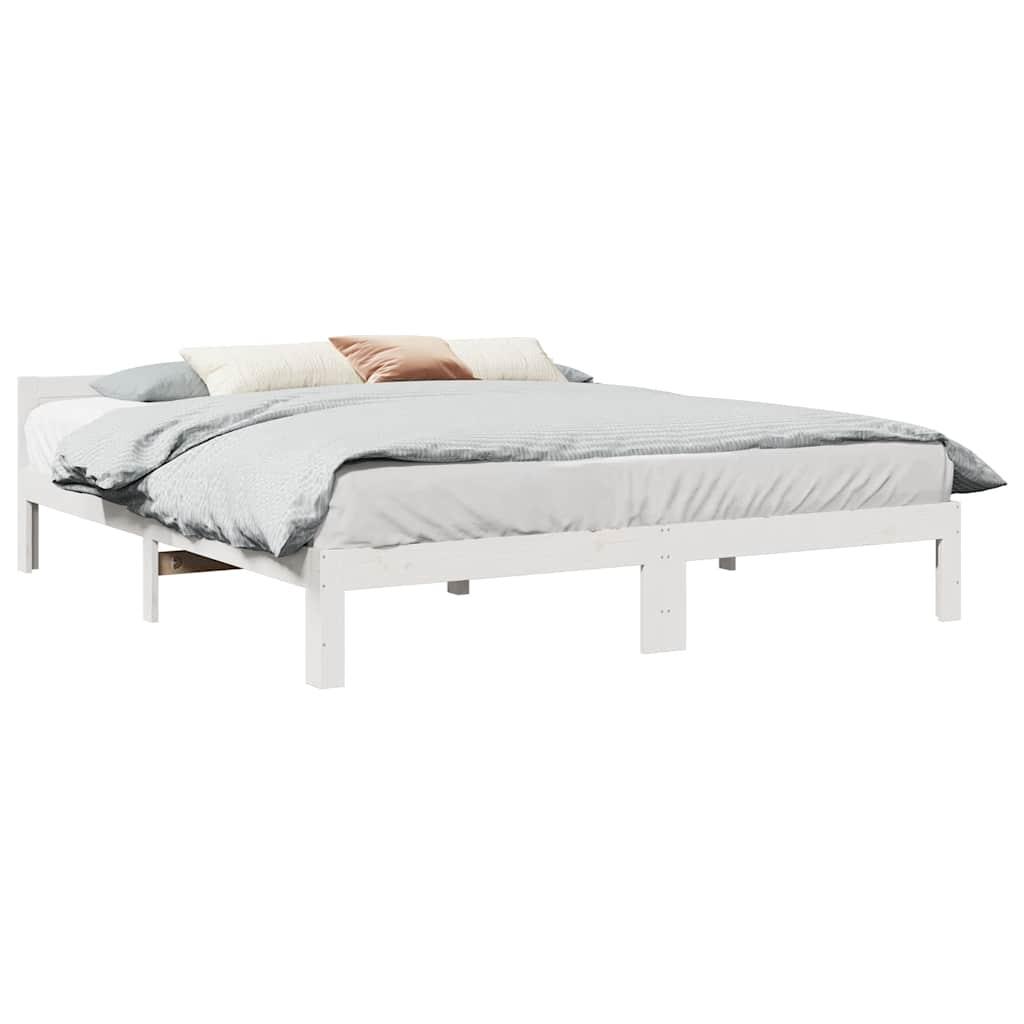 Sengeramme uden madras 180x200 cm massivt fyrretræ hvid
