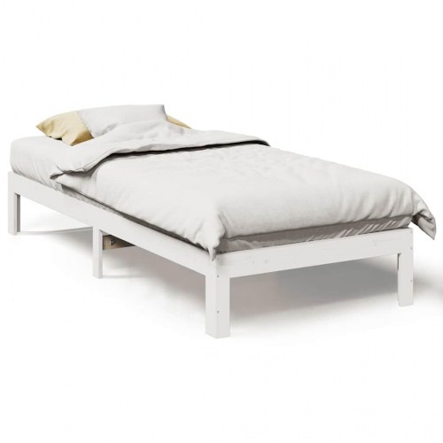 Sengeramme 80x200 cm i massivt fyrretræ - hvid