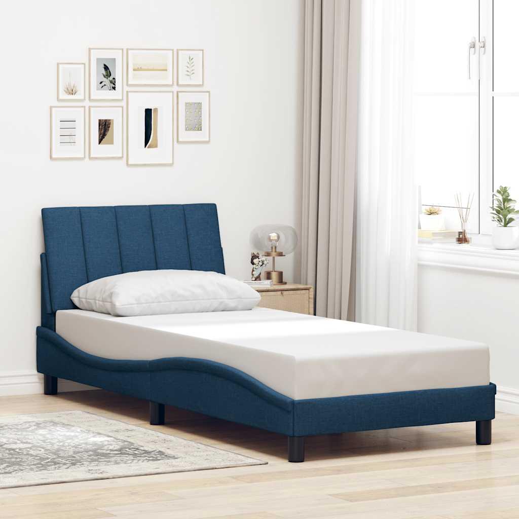 Sengeramme uden madras Hanko 90x200 cm stof blå