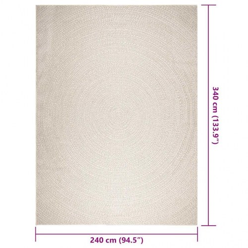 Gulvtæppe ZIZUR 240×340 cm - jute-look til inde og ude, creme