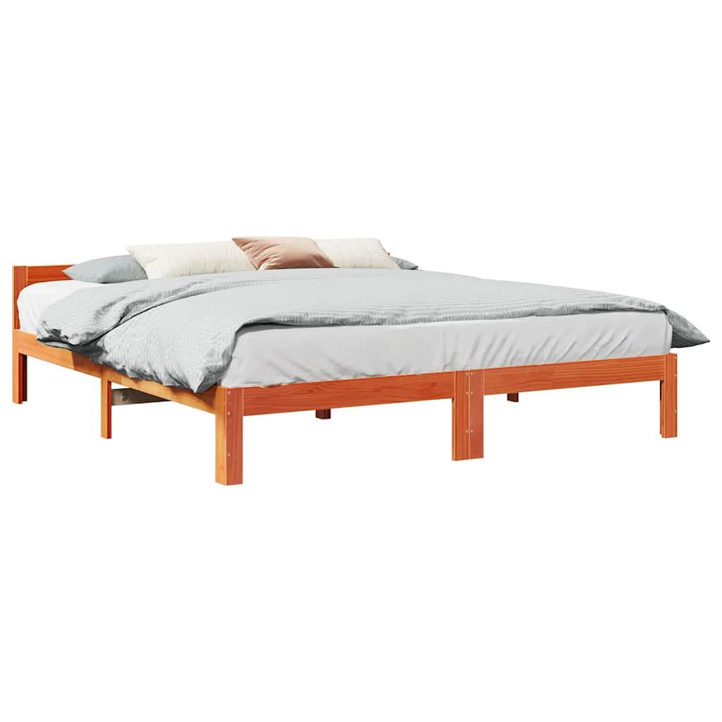 Sengeramme uden madras 160x200 cm massivt fyrretræ gyldenbrun