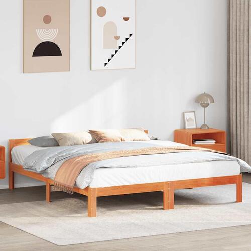 Sengeramme uden madras 160x200 cm massivt fyrretræ gyldenbrun