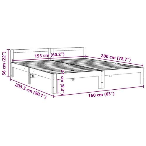 Sengeramme uden madras 160x200 cm massivt fyrretræ gyldenbrun