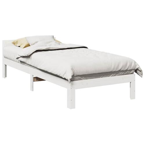 Sengeramme uden madras 90x200 cm massivt fyrretræ hvid