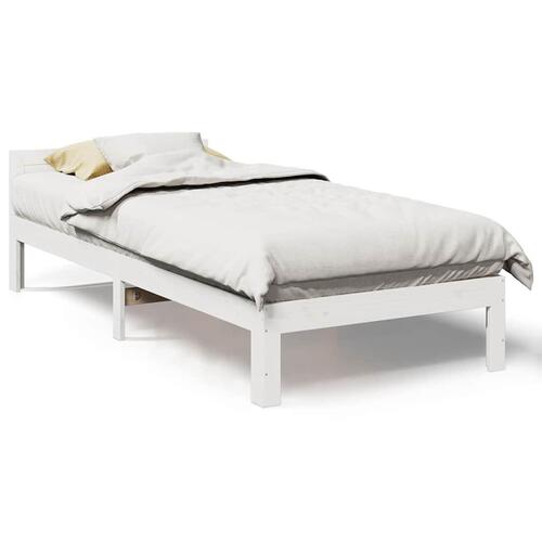 Sengeramme uden madras 90x200 cm massivt fyrretræ hvid
