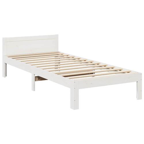 Sengeramme uden madras 90x200 cm massivt fyrretræ hvid