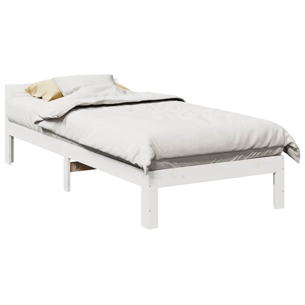 Sengeramme uden madras 80x200 cm massivt fyrretræ hvid