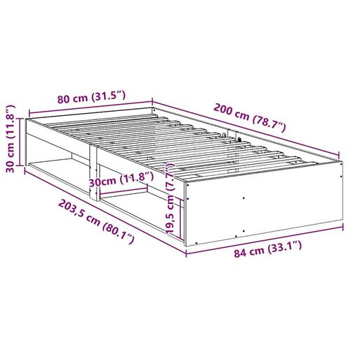 Daybed uden madras 80x200 cm massivt fyrretræ