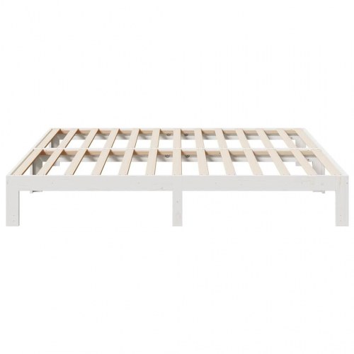 Sengeramme 160 x 200 cm i massivt fyrretræ - hvid