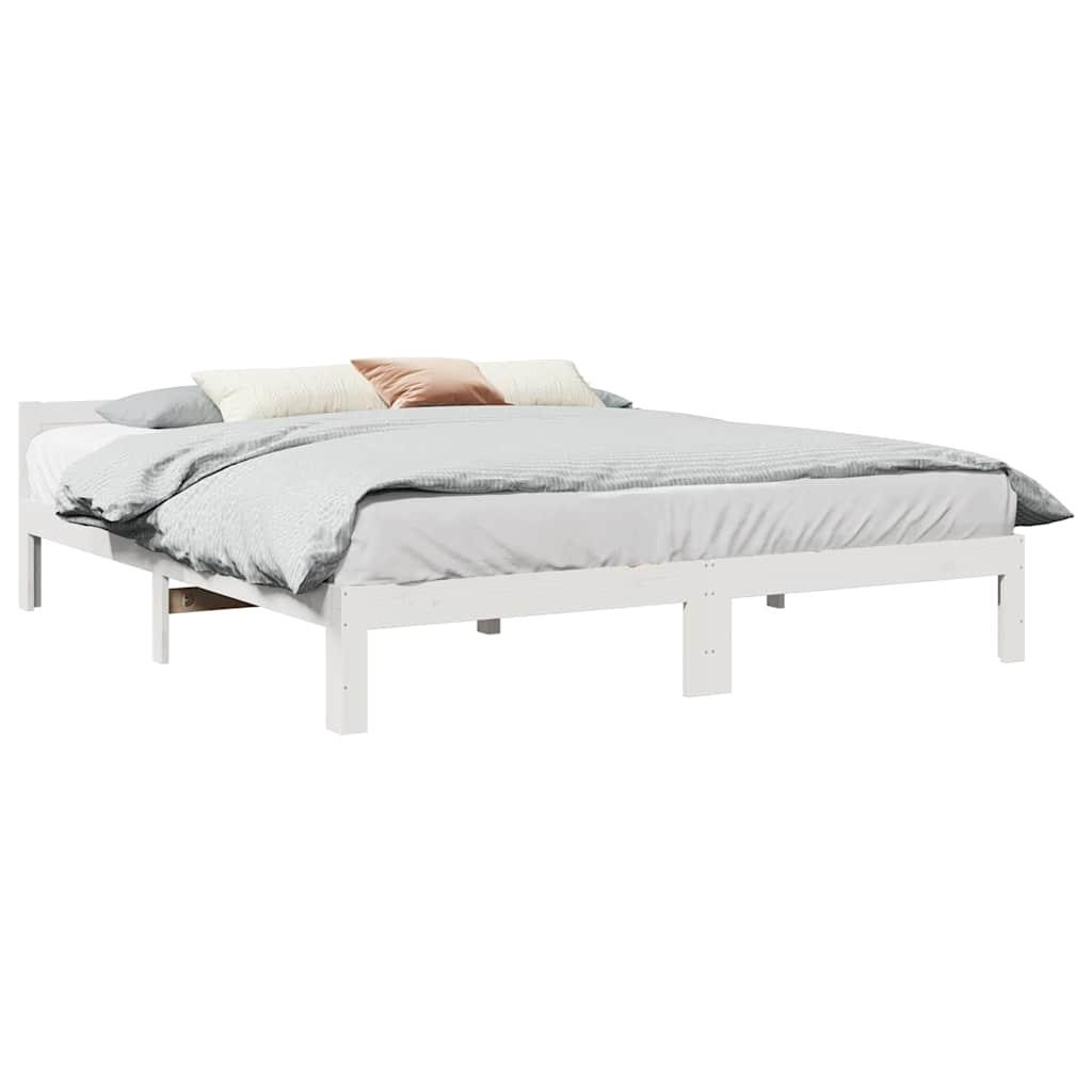 Sengeramme uden madras 160x200 cm massivt fyrretræ hvid