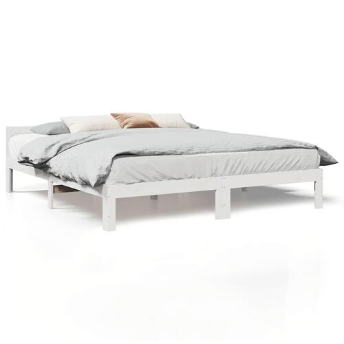 Sengeramme uden madras 160x200 cm massivt fyrretræ hvid