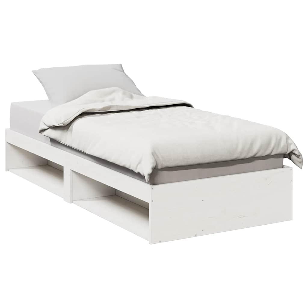 Daybed Med Reol Uden Madras 100x200 Cm Massivt Fyrretræ Hvid