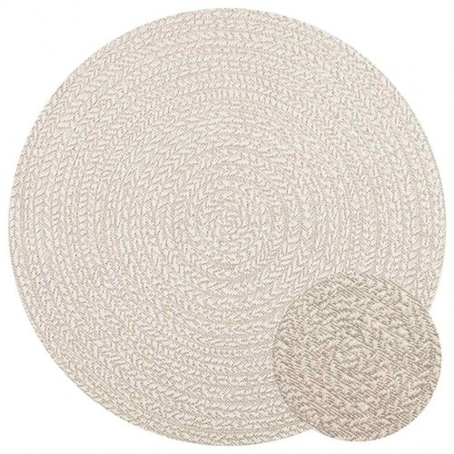 Rundt gulvtæppe ZIZUR Ø 120 cm - jute-look, indendørs/udendørs, creme