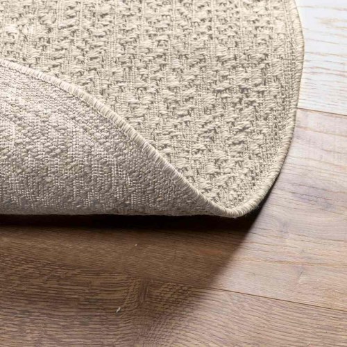 Rundt gulvtæppe ZIZUR Ø 120 cm - jute-look, indendørs/udendørs, creme