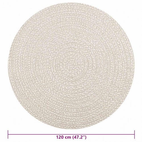 Rundt gulvtæppe ZIZUR Ø 120 cm - jute-look, indendørs/udendørs, creme