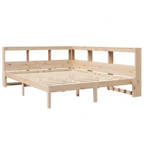 Seng med reol uden madras 160x200 cm massivt fyrretræ