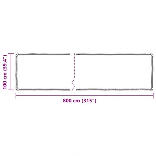 Klar presenning med øjer 1 × 8 m i polyethylen - transparent/sort