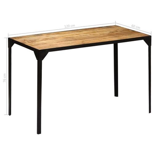 Spisebord massivt ru mangotræ og stål 120 cm