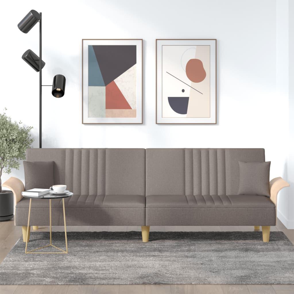 Sovesofa med armlæn stof gråbrun