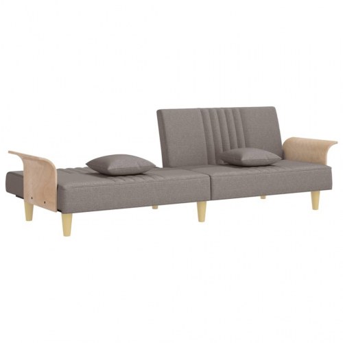 Sovesofa med armlæn i stof - gråbrun, justerbart ryglæn