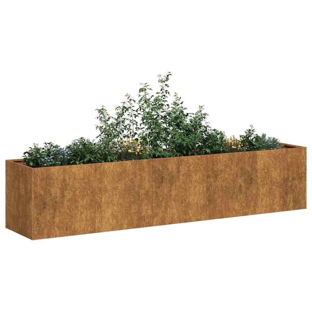 Plantekasse rustfarvet 200x40x40 cm forvitringsstål