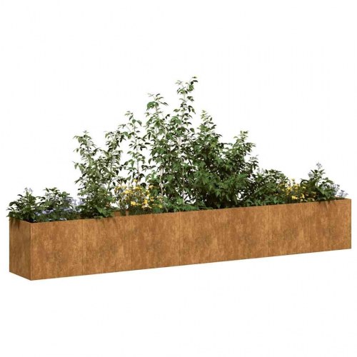 Plantekasse rustfarvet 280x40x40 cm forvitringsstål