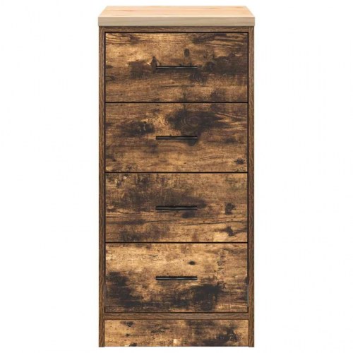Garageopbevaringsskab med 4 skuffer - røget eg, 40×51×85 cm, træbordplade i fyr