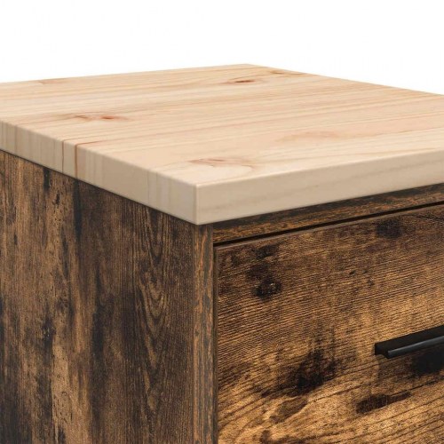 Garageopbevaringsskab med 4 skuffer - røget eg, 40×51×85 cm, træbordplade i fyr