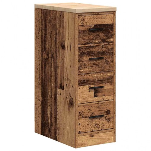Garageopbevaringsskab i gammelt trælook - 30 × 51 × 85 cm med 4 skuffer