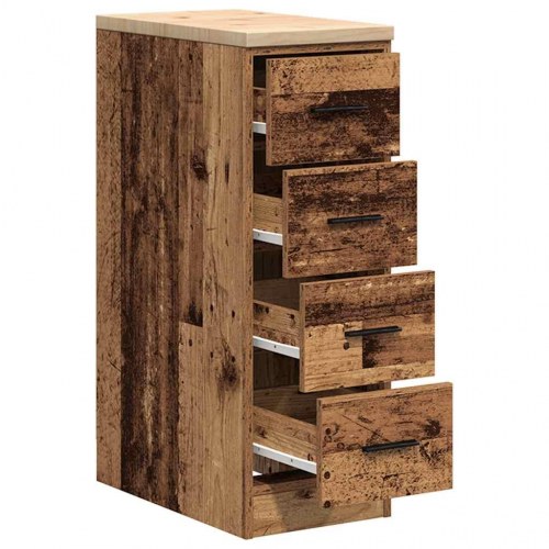 Garageopbevaringsskab i gammelt trælook - 30 × 51 × 85 cm med 4 skuffer