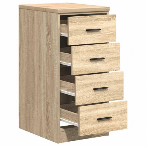 Garageopbevaringsskab med 4 skuffer - Sonoma eg, 40×51×85 cm, massiv fyrretræs-bordplade