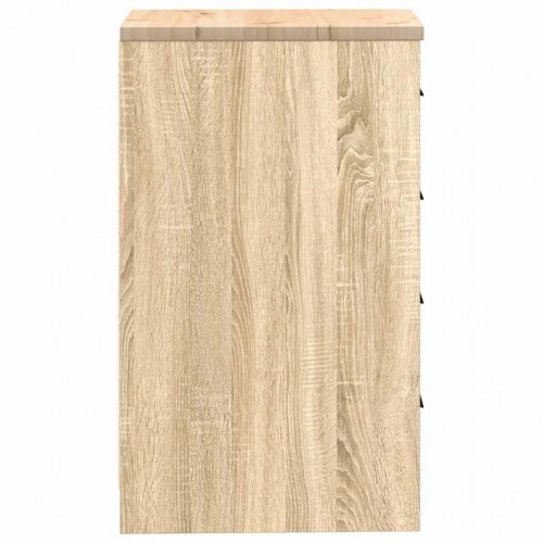 Garageopbevaringsskab med 4 skuffer - Sonoma eg, 40×51×85 cm, massiv fyrretræs-bordplade