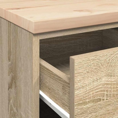 Garageopbevaringsskab med 4 skuffer - Sonoma eg, 40×51×85 cm, massiv fyrretræs-bordplade