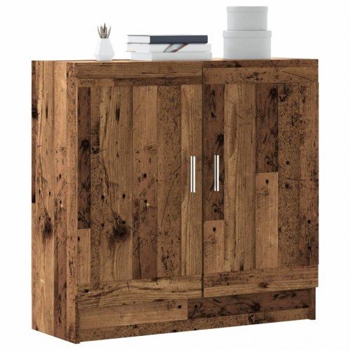 Bogskab med låger 82,5×30,5×80 cm - antikt træ look, konstrueret træ