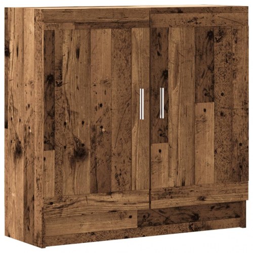 Bogskab med låger 82,5×30,5×80 cm - antikt træ look, konstrueret træ