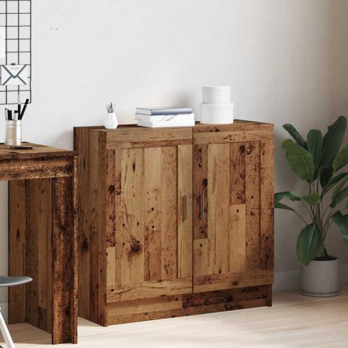 Bogskab med låger 82,5×30,5×80 cm - antikt træ look, konstrueret træ