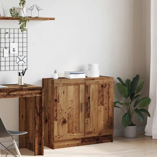 Bogskab med låger 82,5×30,5×80 cm - antikt træ look, konstrueret træ