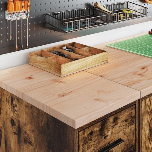 Garageopbevaringsskab med 4 skuffer - røget eg, 30×51×85 cm, bordplade i massivt fyrretræ
