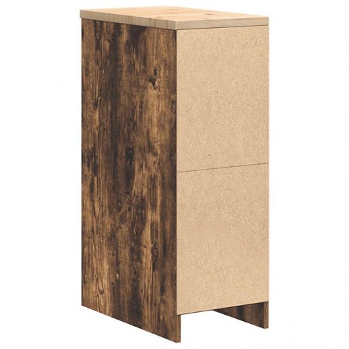 Garageopbevaringsskab med 4 skuffer - røget eg, 30×51×85 cm, bordplade i massivt fyrretræ