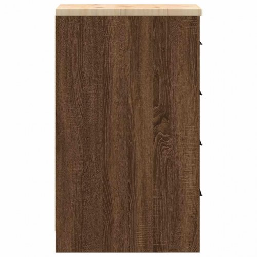 Garageopbevaringsskab brun eg 30x51x85 cm massivt træ fyrretræ